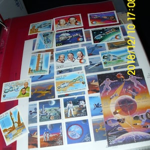 Timbres spatiaux Programme spatial des astronautes du monde entier Non estampillé Inutilisé Coloré Très rare !