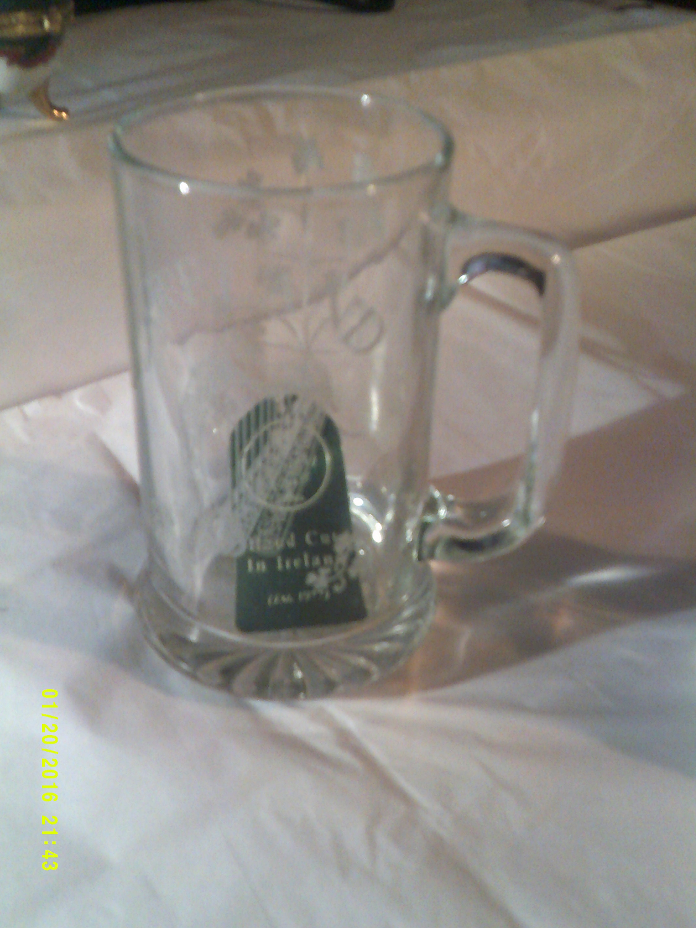 Eamon Glass Hand Cut In Dublin Ireland Shamrock Harp Mug Etsy