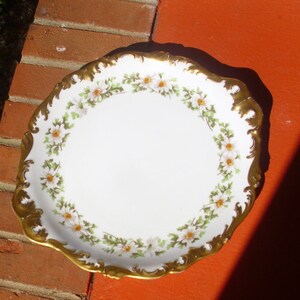Large Limoges Platter Vintage Platter Shastas Daisies Hand Painted 24kt Gold Border Used  1950's Genuine Limoge  Lovely