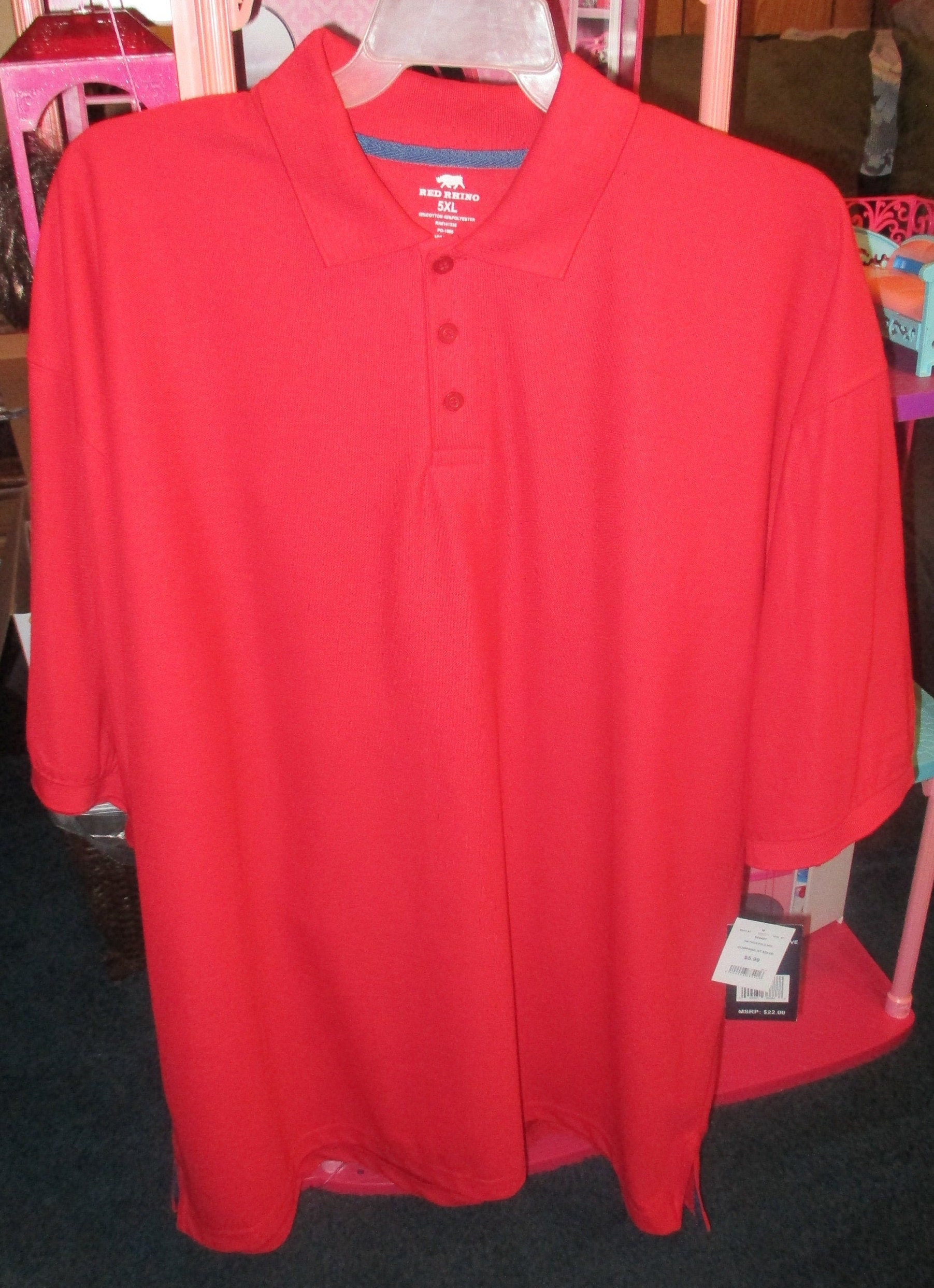 Large Men Clothes  RED RHINO XXXXX Large Short Sleeve Casual Shirt Collar Button Down Slip Over