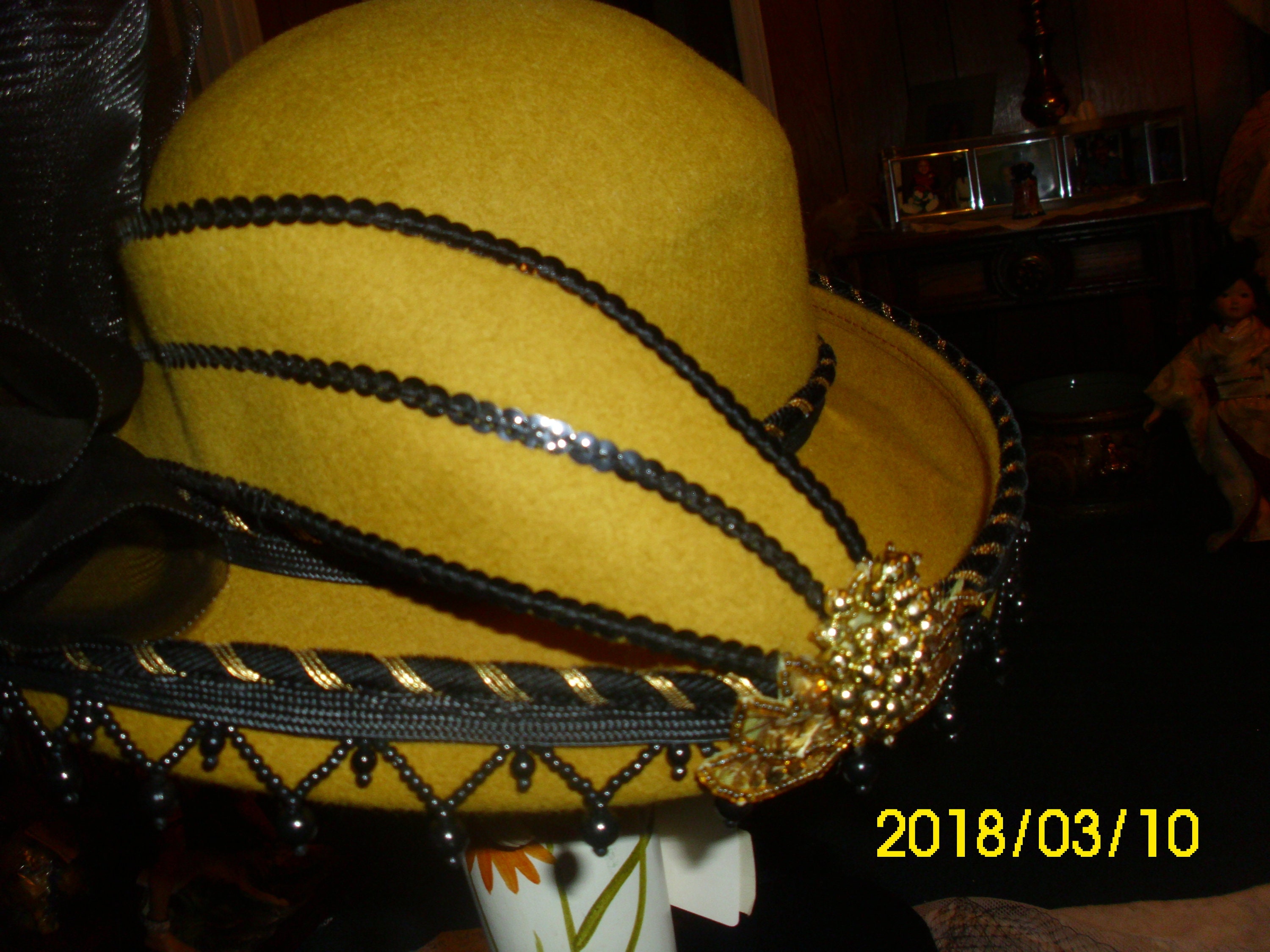 Womans Church High Fashion Gold Hat 