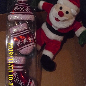 Red & White Christmas Ornaments: Hat, Mitten, Stocking Set