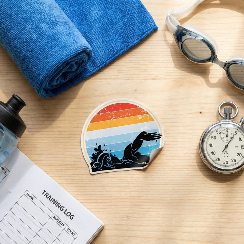 Swimming Sticker | Retro Swimmer Decal - Etsy