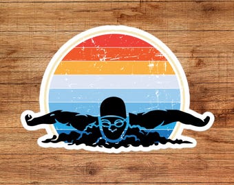 Butterfly Swimming Sticker, Swim Decal