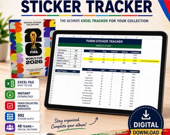 2026 WM Fußball Sticker Tracker | Panini Album Excel Checkliste | Digitaler Download