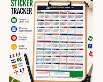 World Cup 2026 Soccer Sticker Tracker for Panini Album | Printable Checklist | Instant Download