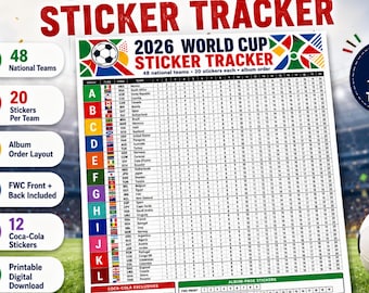2026年ワールドカップサッカーステッカートラッカー（パニーニアルバム用）｜印刷可能なチェックリスト｜即時ダウンロード