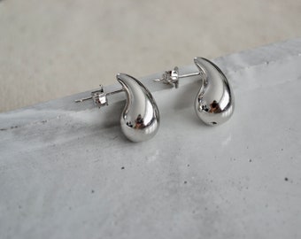 Sterling Silver Teardrop Stud Earrings, Chubby Teardrop Studs, Silver Drop Earrings, Teardrop Stud Earrings, Chunky Silver Drop Earrings