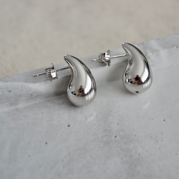 Sterling Silver Teardrop Stud Earrings, Chubby Teardrop Studs, Silver Drop Earrings, Teardrop Stud Earrings, Chunky Silver Drop Earrings