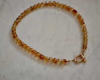 Gold Filled Citrine Necklace, Beaded Summer Necklace, Bold Faceted Citrine Necklace, Statement Gemstone Necklace, November Birthstone