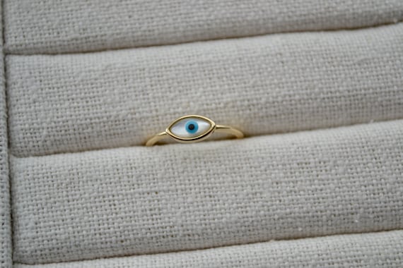 Evil Eye Ring, Gold Plated Evil Eye Ring, Gold Evil Eye Stacking Ring, Dainty Eye Ring, Evil Eye Protection Ring, Everyday Gold Ring