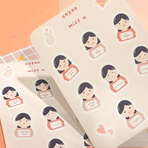 Ik mis je glossy stickervel | Wenskaarten, Ansichtkaarten, Tijdschriften, Planners, Agenda's, Briefpapier, Plakboek