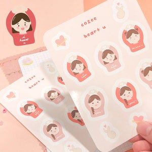 Ik hart je glanzende sticker vel | Planners, Tijdschriften, Agenda&#39;s, Briefpapier, Scrapbook