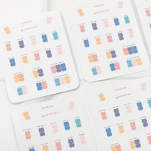 Gummy bear matte daily stickers | sticker sheets, journal stickers, weekly stickers, agenda stickers, planner stickers