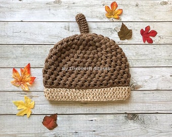 Acorn Beanie, Crochet Hat, Newborn Photo Outfit, Crochet Acorn Costume