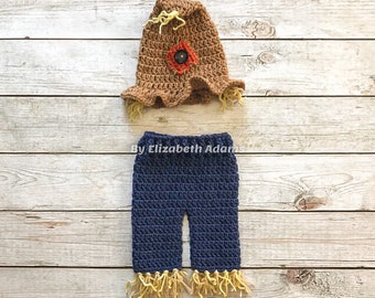 Scarecrow Costume, Crochet Newborn Photo Outfit, Baby Girl Baby Boy Photography Set