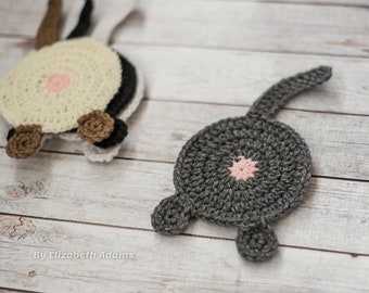 Cat Butt Coaster Set, Cat Lady Gifts, Crochet Cat Lover Novelty