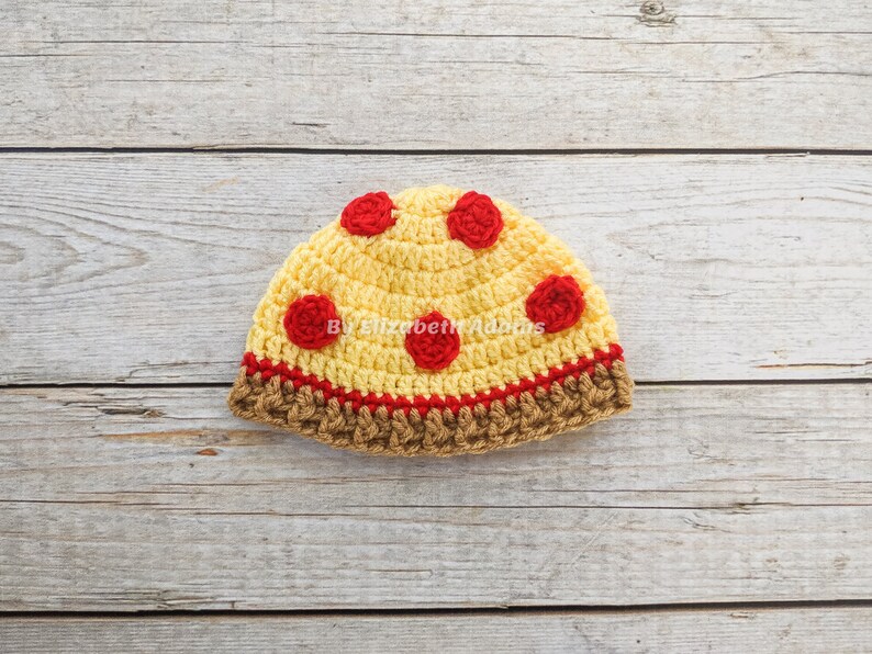 Hat in All Sizes Pepperoni Pizza Beanie Crochet Newborn Photo Prop