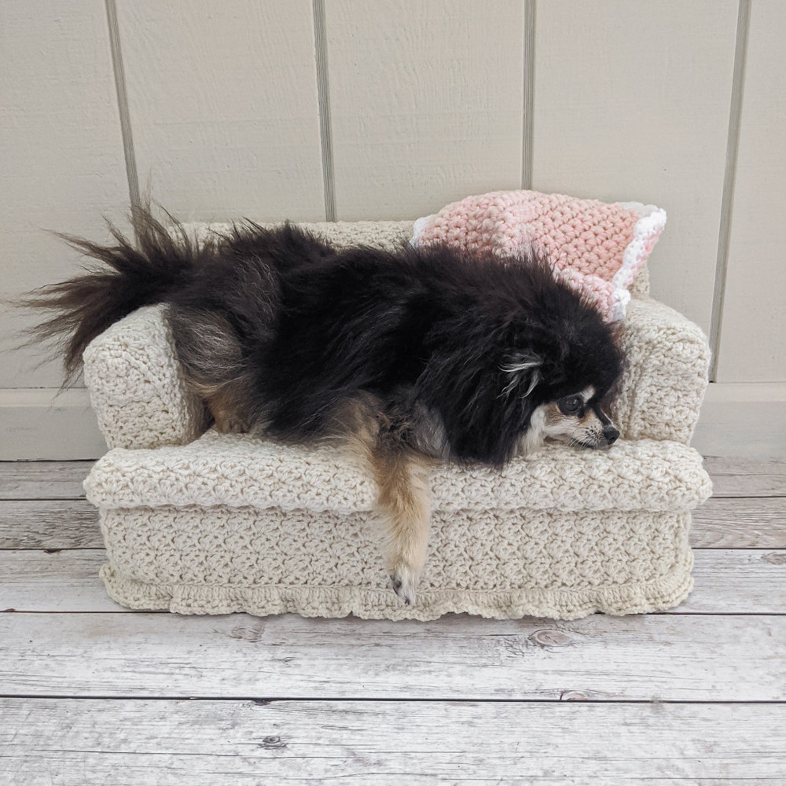 Crochet Pet Couch Kitty Cat Couch Dog Bed Couch Ruffled | Etsy