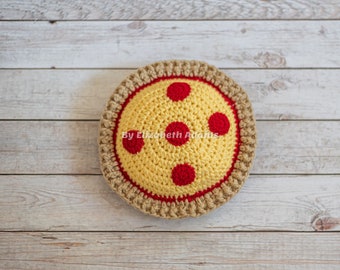 Pizza Pillow, Crochet Throw Pillow, Stuffed Pizza Pillow, Knit Pizza Plushie