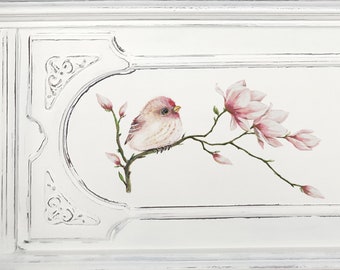 Printable image transfer vintage bird magnolia delicate elegant furniture