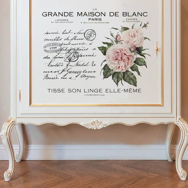 Printable shabby chic french image transfer vintage roses carte posale diy