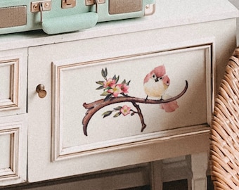 Transfert d'image imprimable oiseau vintage meubles élégants délicats