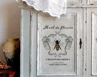 Imprimable shabby chic français transfert d’image abeille vintage