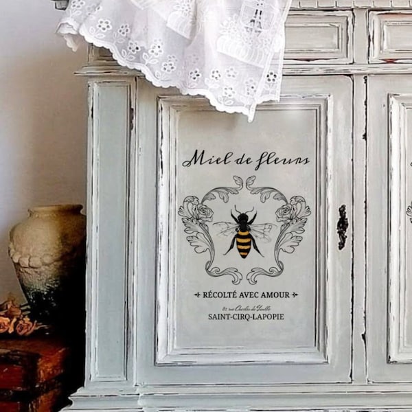 Printable shabby chic french image transfer vintage bee