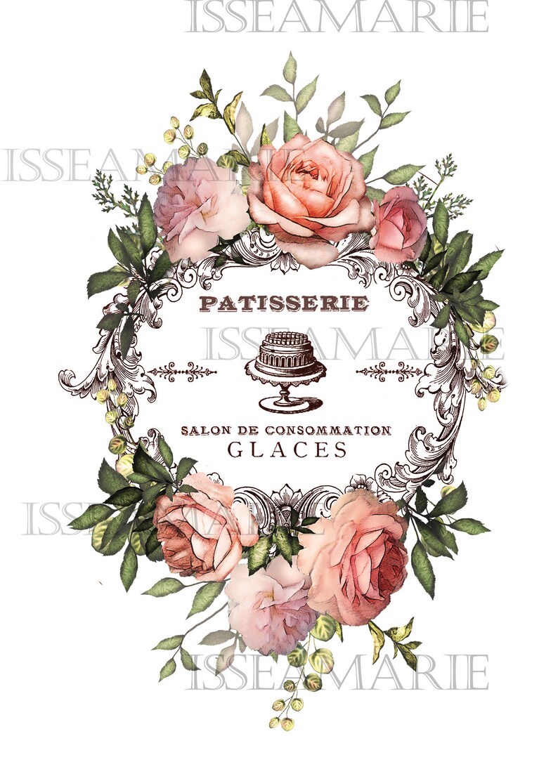 Printable Shabby Chic French Image Transfer Vintage Roses | Etsy