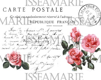 Printable Shabby Chic French Image Transfer Vintage Roses | Etsy