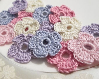 10 Small Crocheted Flowers (Junk Journaling Flowers, Journal Tag Flowers, Snippet Roll Flowers)