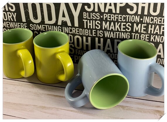 Espresso Cups - Set of 4  2.44 Oz  Cool Bicolor Pastel Colors  Insulated  Mugs With Handle - Housewarming Gift - Etsy