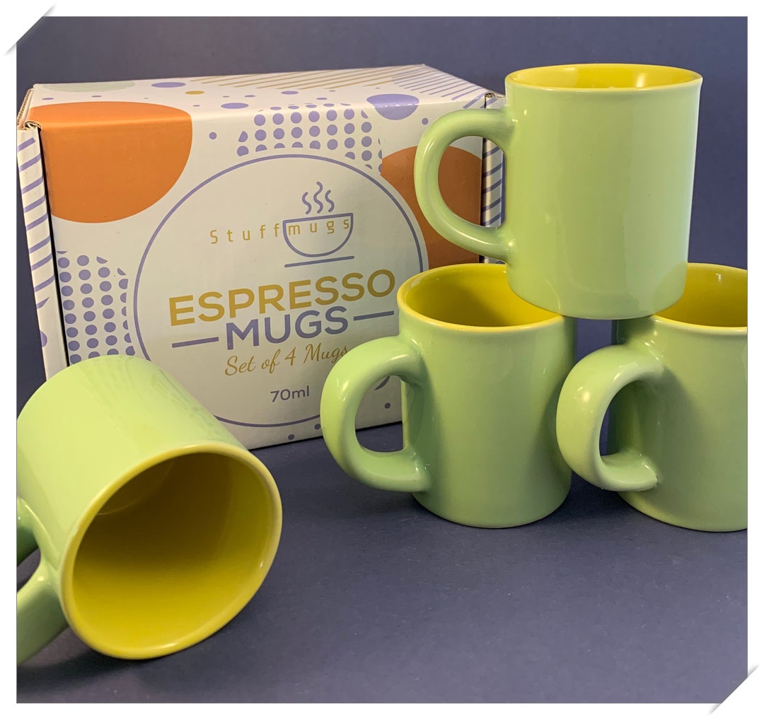 Espresso Small Mugs Set of 4 2.44oz/ 70ml Cool Bicolor Etsy
