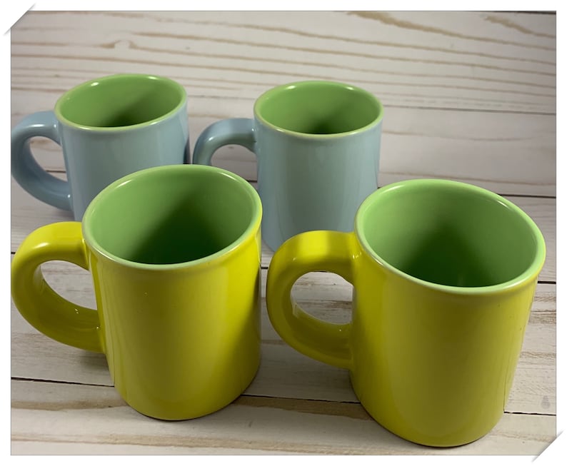 Espresso Cups Set of 4 2.44 Oz Cool Bicolor Pastel Etsy