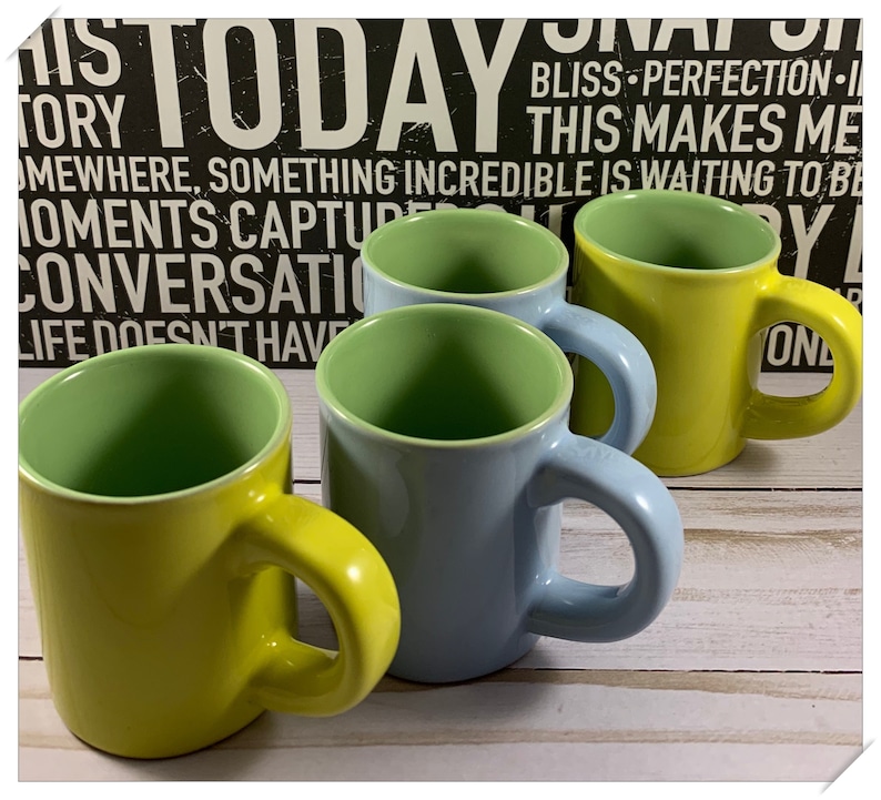 Espresso Cups Set of 4 2.44 Oz Cool Bicolor Pastel Colors Insulated