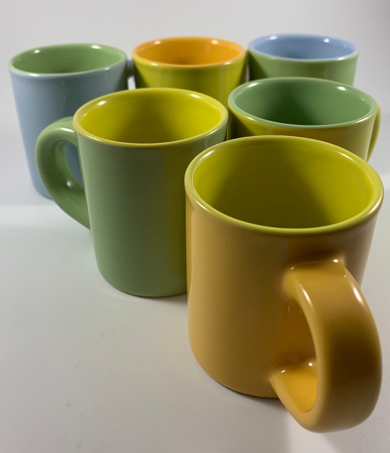Espresso Cups Set of 6 2.44 Oz 70 Ml Bicolor Pastel Etsy