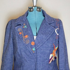 Women&#39;s embroidered denim/cotton blue jacket, medium