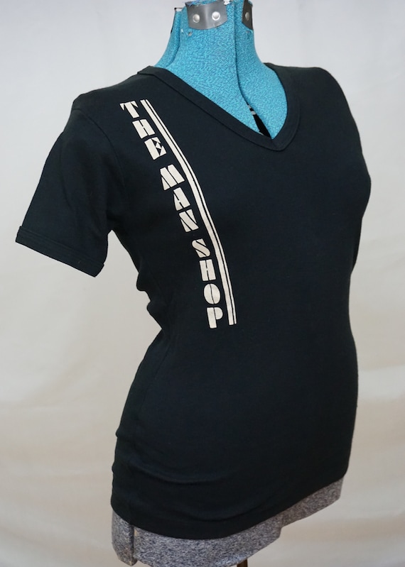 Vintage women's v neck black t shirt - image 1