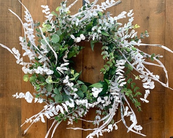 Winter Wreath Not Christmas, Winter Eucalyptus Wreath, Winter Wreath After Christmas, January Winter Wreath For Front Door, January Wreath