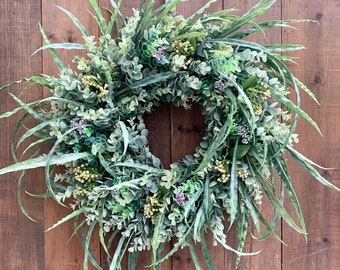 Spring Eucalyptus Wreath For Front Door, Year Round Wreath, Frosted Eucalyptus Wreath, Year Round Greenery Wreath, Wall Wreath, Door Decor