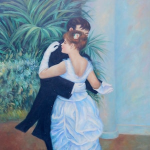 Pierre Auguste Renoir City Dance REPRODUCTION Portrait  24&quot; x 36&quot; Oil Painting on Canvas 100% Hand Painted  *Stretched*