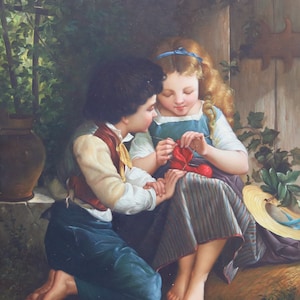 Emile Munier Special Moment REPRODUCTION Portrait  24&quot; x 36&quot; Oil Painting on Canvas 100% Hand Painted  *Stretched*