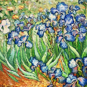 Irises Vincent Van Gogh REPRODUCTION, Flowers, Landscape  20&quot;x 24&quot; Oil Painting on Canvas 100% Hand Painted  *Stretched*