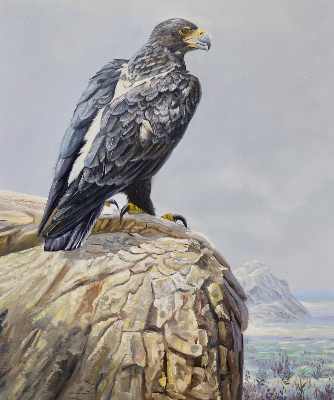 Golden Eagle, Eagle, Bird Animal 20" X 24" Oil Painting on Canvas 100% ...