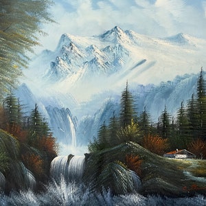 Waterfall Landscape #4, 24x48 100% Hand Painted Oil Painting
