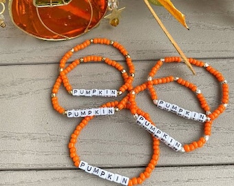 Pumpkin Beaded Bracelet | Pumpkin Spice | Halloween Bracelet | Autumn Jewelry | Fall Bracelet | Pumpkin Bracelet