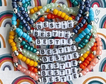 Bestie Beaded Elastic Stretch Word Bracelet | Bestie Bracelet | Friendship Bracelet | BFF | Best Friends | Gift for Friend
