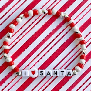 I Love Santa Beaded Bracelet | Christmas Bracelet | Christmas Jewelry | Gift Idea | Santa | Holiday Jewelry | Word Bracelet