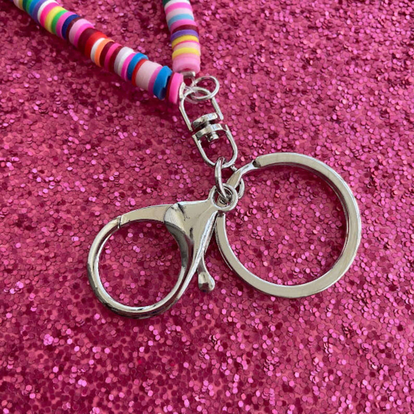 Multicolored Heishi Clay Beaded Keychain Key Holder Key Etsy